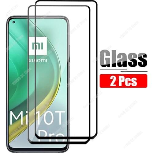 2Pcs For Xiaomi Mi 10T Pro Protective Glass Black Front Screen Protectors On For Xiaomi 10T Tempered Glass Xioami Mi10T Film