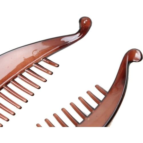 2 Pieces Vintage Resin Fish Tail Hair Banana Clip Lady Girls School Girls Hair Clip Coffee Brown