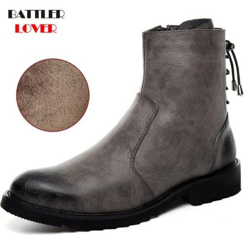 2020 New Fashion Men Ankle Boots Winter Fleece Boot Warm Waterproof Wear-resisting Casual Boot Shoes Mens Botas black grey brown