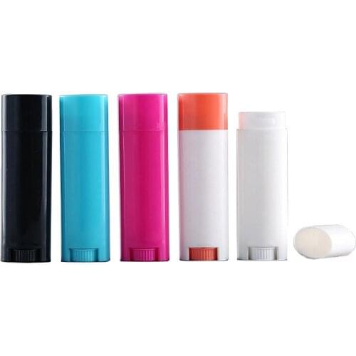 30pcs wholesale Lip Balm Containers plastic cosmetic empty 5g Oval Chapstick Lipstick Tube diy lipstick