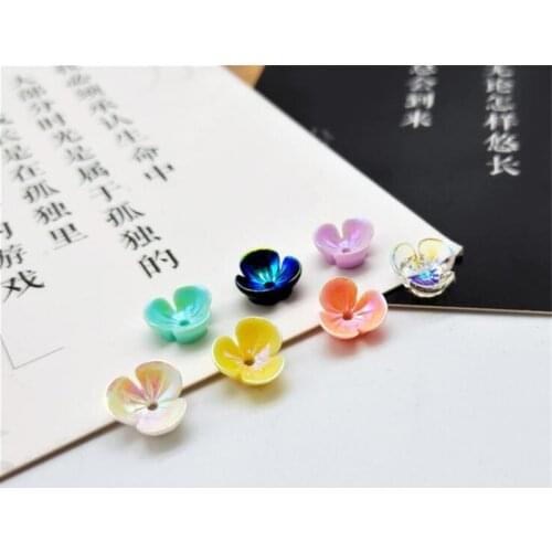 50pcs/lot new Imitation shell resin flower spacer beads for diy hairclip phone case nails manicure decorate jewelry accessories