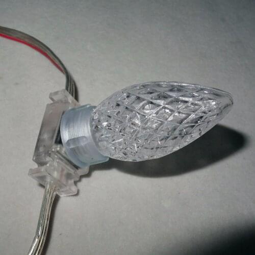 50nodes/strand C9 DC12V 1RGB dumb nodes,IP68 rated; 24W;with all clear wire;with C9 faceted