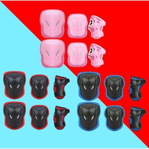 6pcs/set Cycling Skating Knee Wrist Pads Roller Skateboard Adjustable Knee Pad Wrist Guard Elbow Protectors Kids Protective Gear