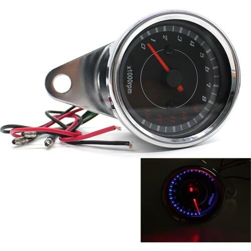 12V Analog Tachometer REV Counter RPM Gauge Motorcycle Pointer Instrument Tachometer with Blue LED Backlight