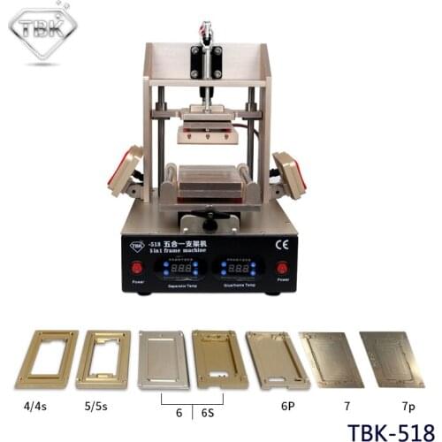 5in1 LCD Refurbish Machine Middle Bezel Separator/Frame Laminating Machine/Vacuum LCD Separator/Glue Remover / Preheater TBK-518