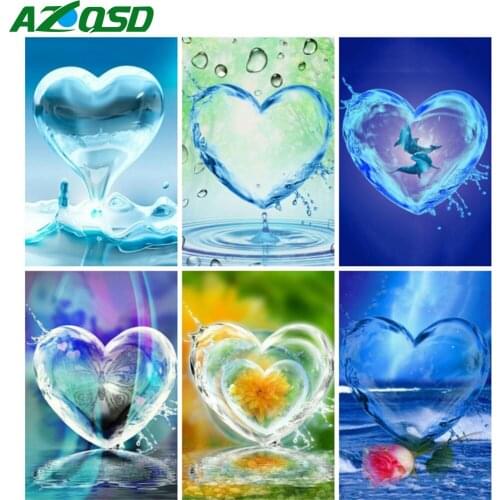 AZQSD Diamond Painting Heart Love Cross Stitch Full Drill Handicraft Diamond Embroidery Landscape Mosaic Rhinestones Home Decor