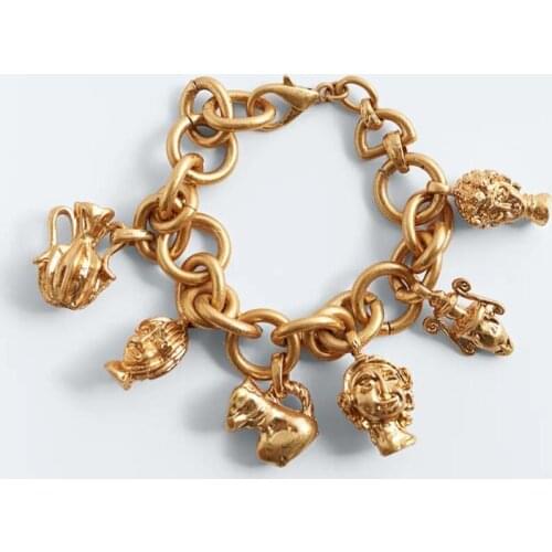 2020 New ZA Bracelet Punk Style Fashion Human Head Jar Exaggerated Gold Chain Bracelets Women Party Irregular Gothic Jewelry