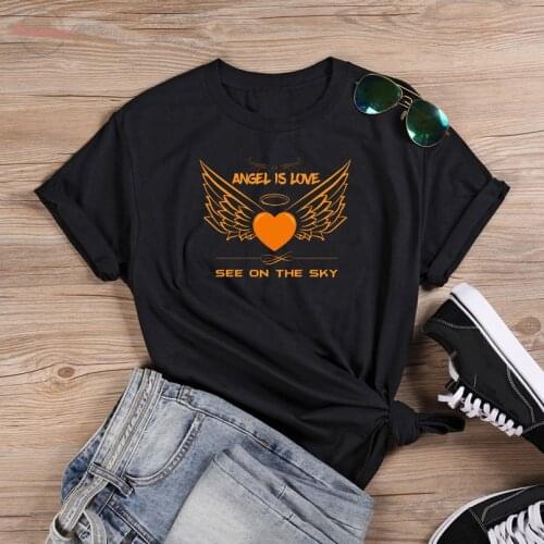 Colored angel is love see on the sky T-Shirt funny 100% Cotton graphic grunge Fashion women unisex quote casual tshirt top tee