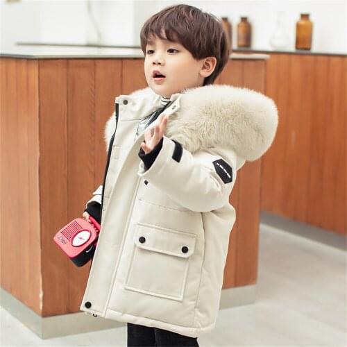 Childrens down jacket long thick white duck down new foreign baby coat winter clothes
