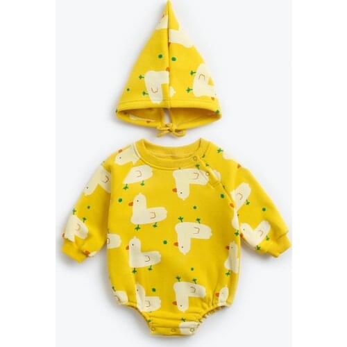 Baby Clothing Fashion Winter Toddler Cartoon Jumpsuit Hoodies 0-3T New Autumn Baby Boys Girls Hooded Long Sleeve Bodysuit