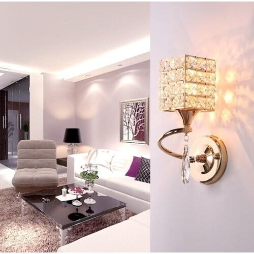 European modern minimalist dining room living room aisle wall crystal warm and romantic bedroom study bedside wall lamp WJ1012