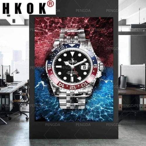 HKOK Abstract Canva Painting Poster Print Quartz Watches Luxury Rich Sofa Wall Art Picture Home Decor For Living Room Unframed