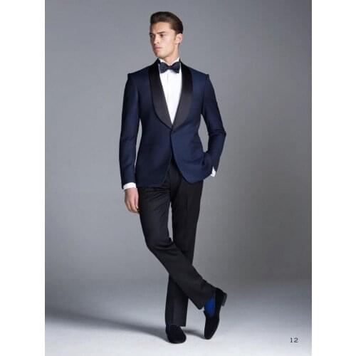 Custom made Blue Smoking Groom suits/Wedding Suits For Men/Groom wear Tuxedos 3 Peices Suits/bridegroom suits(Jacket+Pants)