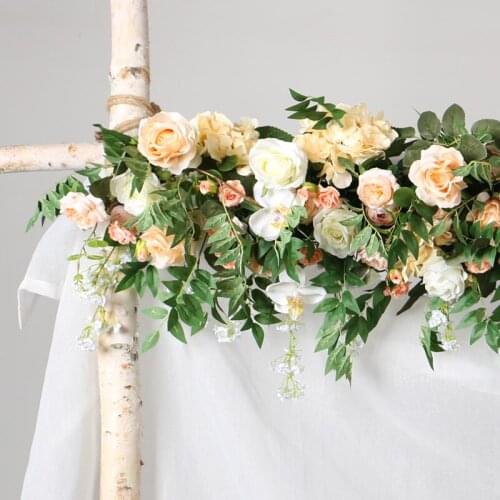 Artificial flower silk green leavesdecor for wedding plan with material fake flower row arch decor flower wall support customize
