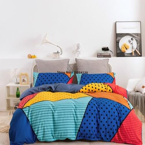Geometric Colorful Bedding Sets Simple Bedroom Quilt Cover Pillowcase Queen King Double Single Size Bedding Sets Dropshipping