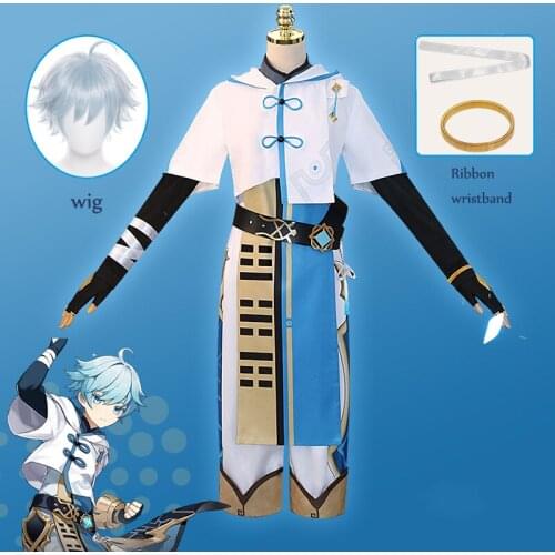 Game Genshin Impact Chongyun Cosplay Costume Anime Cosplay Chong Yun Wig Uniform Outfit Halloween Party Costumes for Men