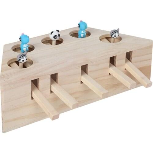 Cat Teasing Toys , Solid Wood Cat Childrens Entertainment Toys , Playing Hamster Funny Cat Cartoon Educational Toys