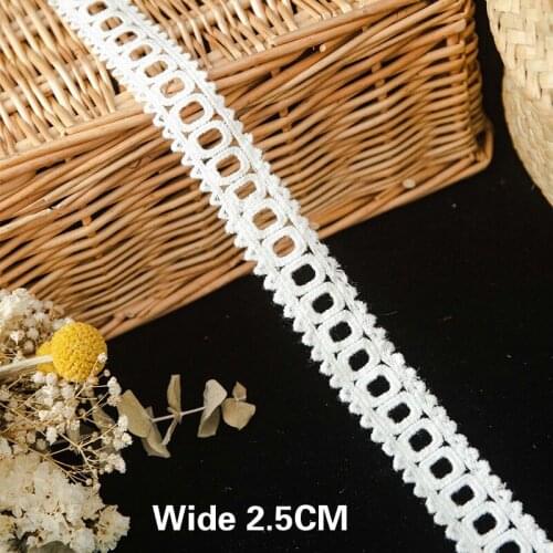 2.5CM Wide White Cotton Hollow Embroidery Lace Applique Neckline Decorative Dress Headwear DIY Clothing Sewing Supplies