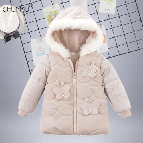 Baby Girls Coats Fashion Rabbit Ears Packet Girls Jackets For Winter Solid Color Fur Collar Warm Children Outerwear Kids Coats
