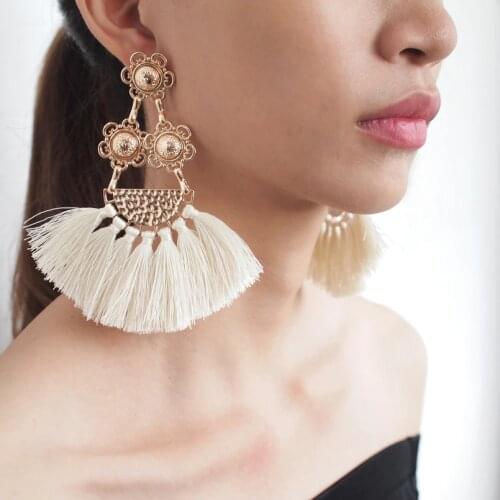 MANILAI Bohemian Handmade Tassel Earrings for Women Metal Statement Fringed Drop Earrings Wedding Party Bridal 6 Color Jewelry