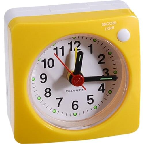 Mini Square Plastic Student Alarm Clock Silent Snooze Bedside Needle Alarm Clock Non Ticking Portable Home Travel Alarm Clock