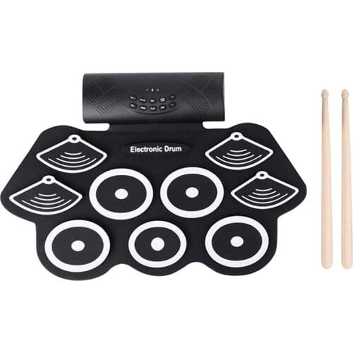 Electronic Drum Set Electronic Drum Kit Bluetooth Roll Up Portable Practice Pad Kit Builtin Speakers For Kids Beginners
