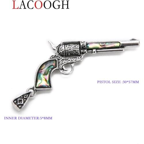 Natural Abalone Mother of Shell Pearl Gun Charms Pendants Necklace DIY Jewelry Making Findings Size 30X57mm Vintage Gun Shape