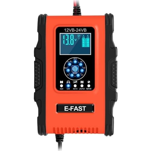 NEW 24V 12V 12A Car Battery Charger for AGM GEL WET Lead Acid Motorcycle Battery Automatic 7-stage Smart Battery Charger for Car