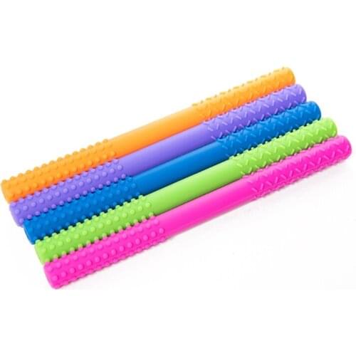 Newborn Hollow Teething Tube Baby Silicone Teether Stick Biting Chewing Straws Nursing Soother Molar Toy Gift