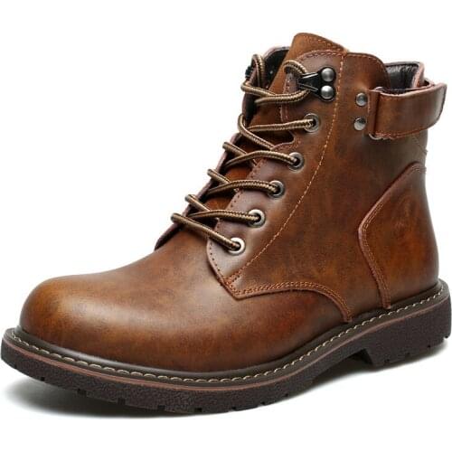 New Mens Boots Chelsea Snow Boots Leather Winter Autumn Ankle Boots Men Shoes Western Work Safety Boot British Style Mens Boots