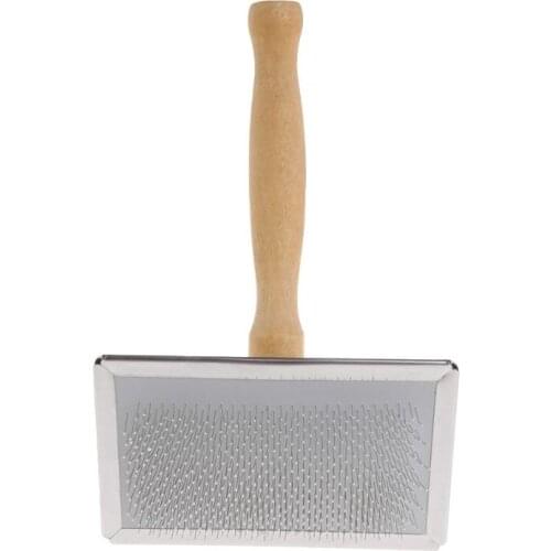 Pet Grooming Comb Shedding Hair Remove Brush Wood Handle Slicker Dog Cat Supply