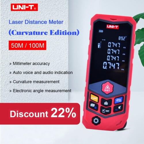 UNI-T LM50D/LM100D Distance Meter Rangefinder Wheel Type Range Finder Curvature measurement / audio indication Electronic level