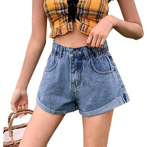 LIBERJOG Shorts Women Casual Denim Shorts Vintage Femme Sexy Curling Wide Leg Short Jeans Female Plus Size Shorts Summer Fashion