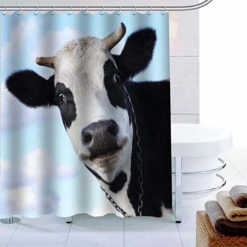Modern Cow Animal Shower Curtain Decor Waterproof Polyester Fabric Bath Curtain 180X180cm Eco-friendly Bathroom Curtain