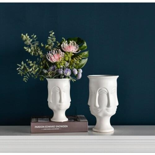 European Abstract Figure Human Face Statue Ceramic Vase Decoration Home Furnishing Hotel Livingroom Office Desk Figurines Crafts