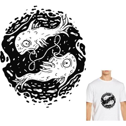 Heat Transfer PVC Patch Punk Heart Skull Iron-On Patch For Clothing DIY Viking Faction Thermal Transfer Heat Vinyl Iron Stickers