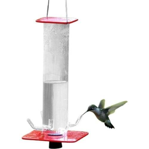 Outdoor Garden Bird Feeder Transparent Hanging Cylindrical Bird Feeder Creative Hummingbird Bird Feeder Multi-port Bird Feeder