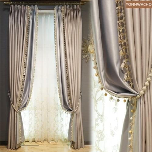 Custom curtain European high-precision texture embroidery balcony thick shading cloth blackout curtain valance tulle panel C468
