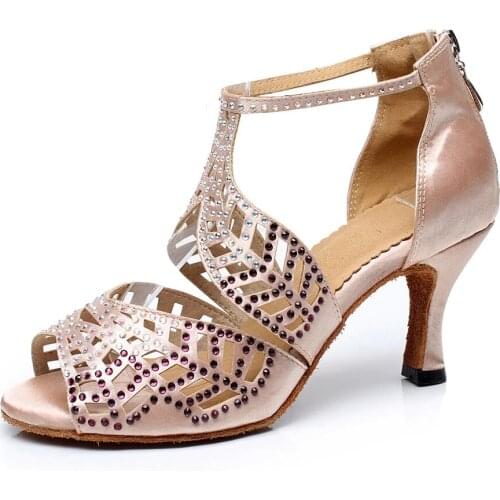 JOROZEE Latin Dance Shoes Women Salsa Ballroom Dancing Shoes High Hell Cuban 7.5cm Soft outsole