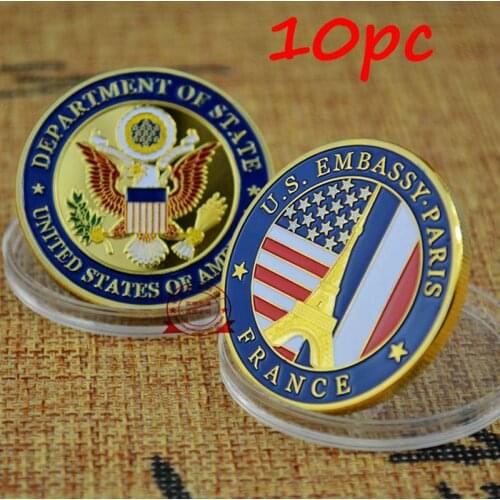 10pc USA Department Of State Embassy Paris France Tower Souvenir Coin Collectible