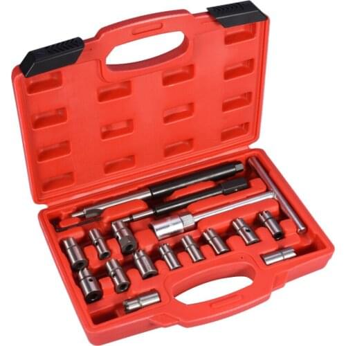 Universal 17Pcs Vehicle Truck Diesel Injector Seat Cutter Cleaner Set Tools