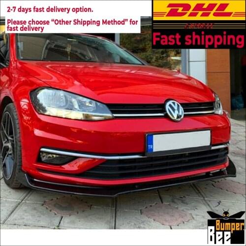 For Volkswagen VW Golf 7 / 7,5 2013-2019 3 pcs Car Front Bumper Lip Glossy Black Splitter Diffuser Lip Body Kit Spoiler Bumpers