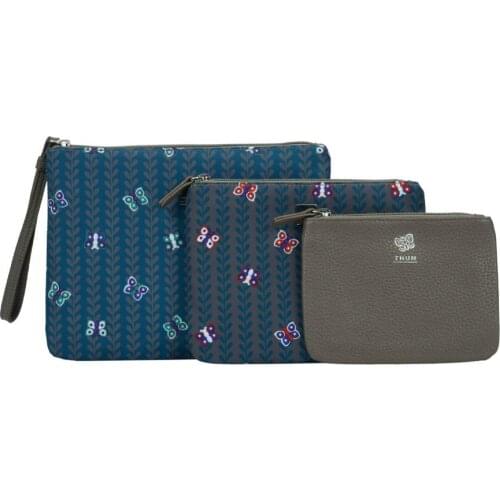 3pc/Set Women PU Leather Purse Wristlet Zipper Wallet Handbag Envelope Clutches for Women Coin Purses Phone Bag HD-67397B-1