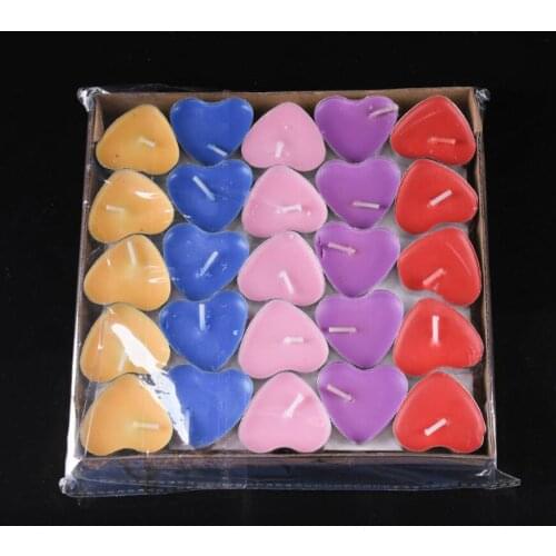 50pcs Heart Tea Lights Candle For Wedding Baby Shower Birthday Souvenirs Gifts Favor Home Hotal Decoration