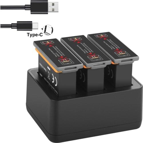 OSMO action battery + 3 port smart fast charger for DJI OSMO sports camera