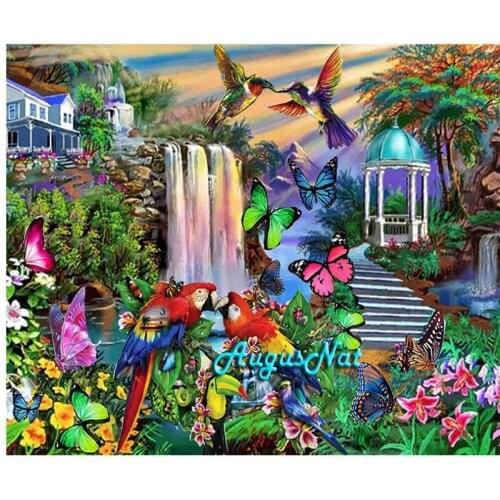 Birds diamond painting full square scenery wall art deocr 5d diamond dots picture parrots beads embroidery stickers needlework