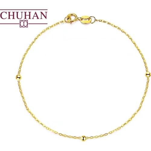 CHUHAN 18K Gold Bracelet For Women Fine Jewelry Real AU750 Solid Gold Round Ball Charm Wedding Gift Genuine Factory Direct sales
