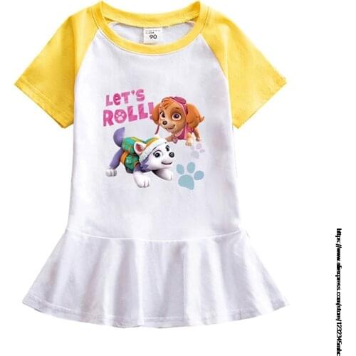 Baby Girls Paw Patrol Pattern Skirt T-Shirt Children Kids Summer Free Match Casual Clothes Lovely Party Wear