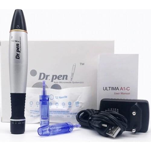 Electric Dr.pen Ultima A1-C Semi-Mermanent Embroidery Tattoo Gun With 12 pin Needles Cartridges Auto Micro Rolling Derma Therapy
