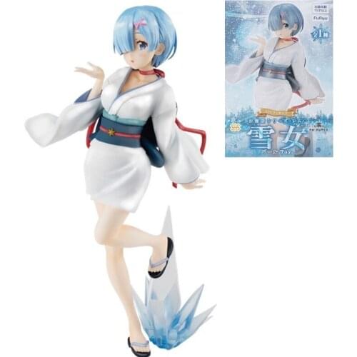Japan Anime Figure 21cm Re:Life In A Different World From Zero Rem Snow Girl Pearl Color Action Figure Model Doll Decoration Toy